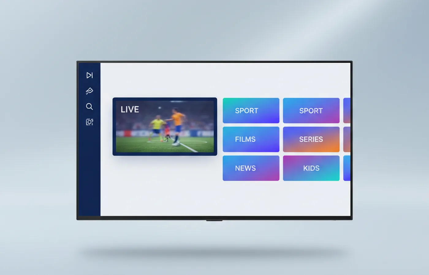 Beste IPTV provider Nederland — IPTV Helder app interface met live sport en films
